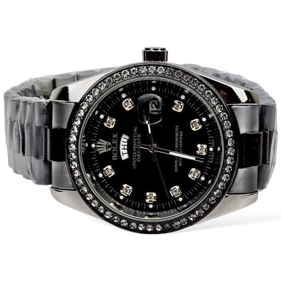 Ro-lex Diamonds Watch(Full black ) ১বছর গ্যারান্টি thumbnail 2