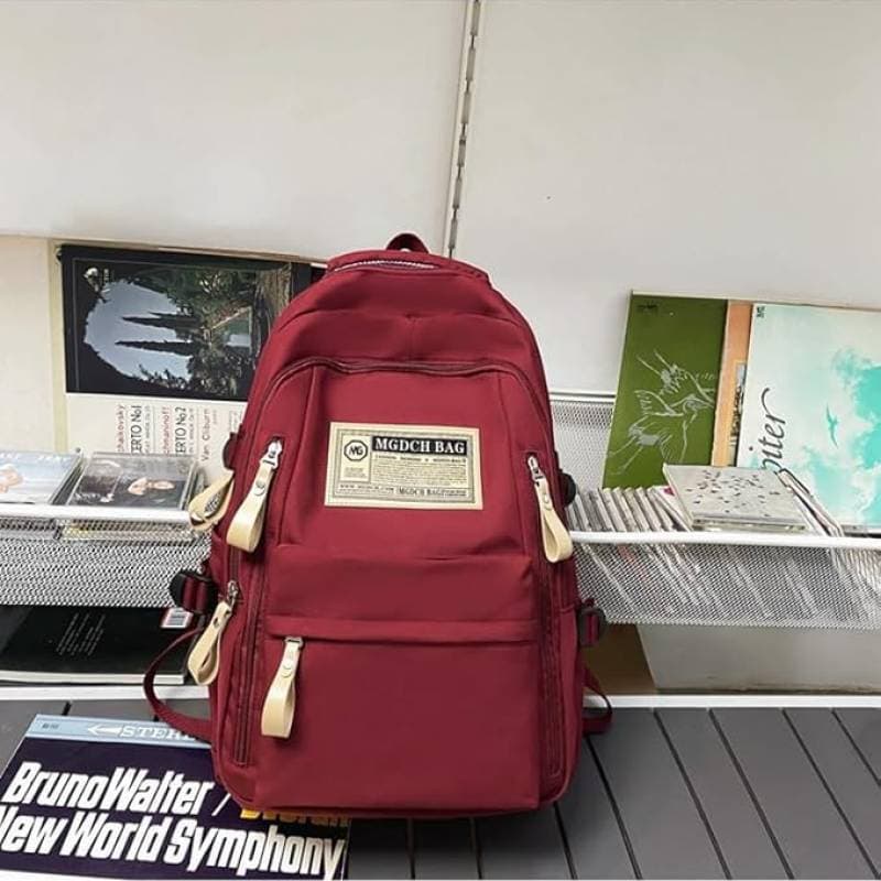 Aesthetic Large Capacity Cute Backpack (RED) thumbnail 2