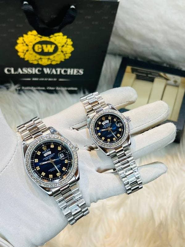 Ro-lex Diamonds Watch Blue dail(১বছর গ্যারান্টি) thumbnail 3