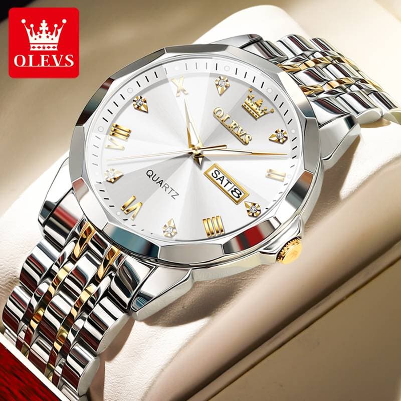 OLEVS Luxury Stainless Steel Waterproof Watche(White১ বছর গ্যারান্টি)