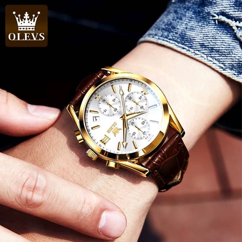 OLEVS Luxury Watch Original Waterproof(Leather03) thumbnail 3