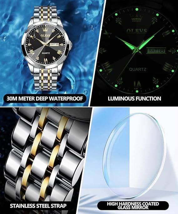 OLEVS Luxury Stainless Steel Waterproof Watche(Black ১ বছর গ্যারান্টি) thumbnail 3