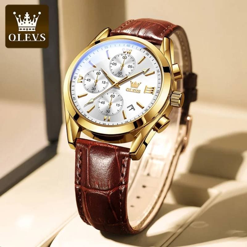 OLEVS Luxury Watch Original Waterproof(Leather03) thumbnail 2