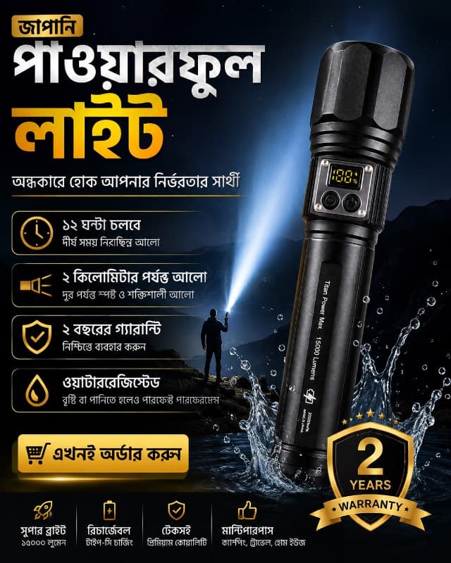 Titan Power Max 15,000 Lumens Rechargeable Flashlight 