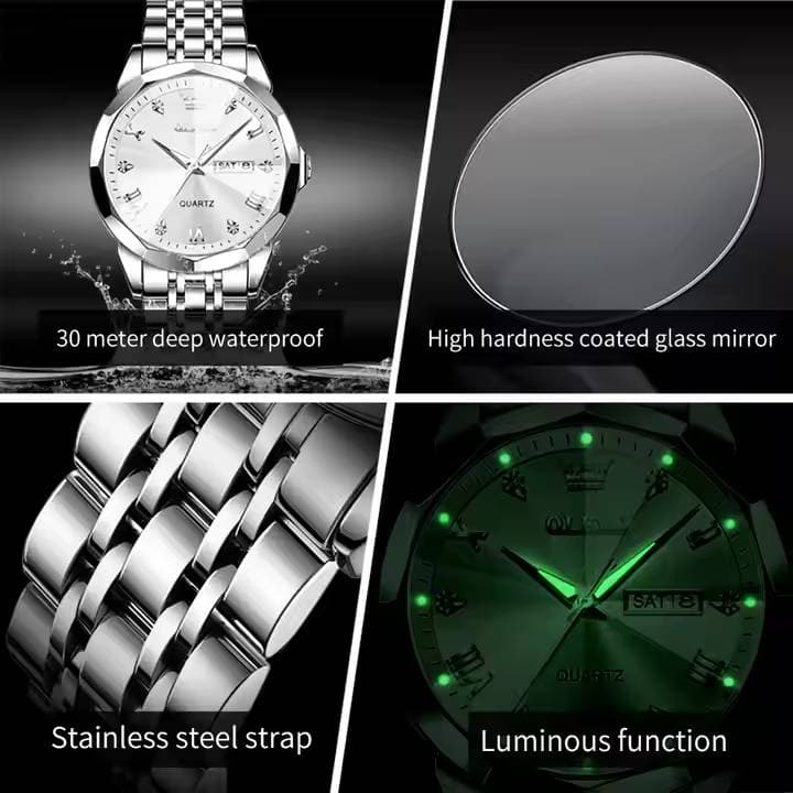 OLEVS Luxury Stainless Steel Waterproof Watche(White১ বছর গ্যারান্টি) thumbnail 4