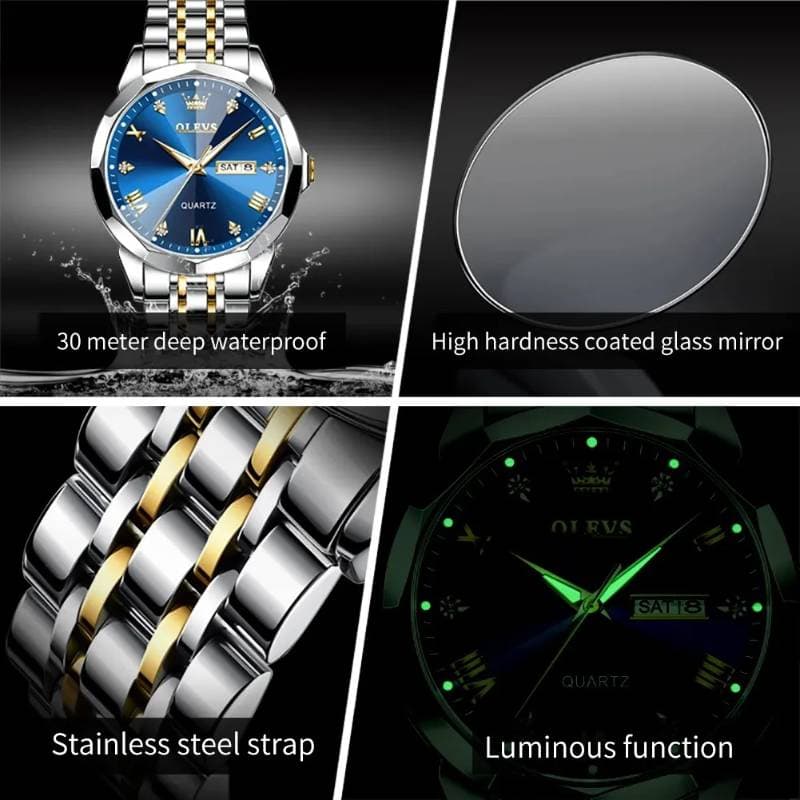 OLEVS Luxury Stainless Steel Waterproof Watche  (blue ১ বছর গ্যারান্টি) thumbnail 3
