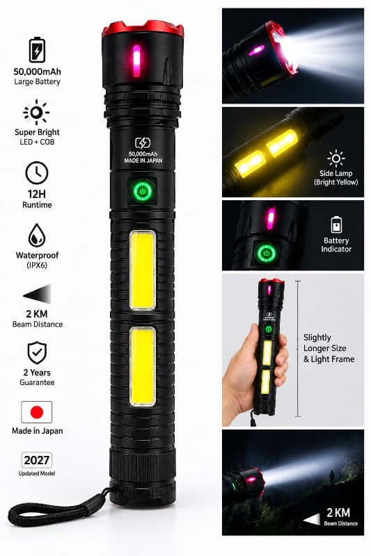 boro light ৬ ব্যাটারি জাপানি লাইট (১২ ঘন্টা চলবে)