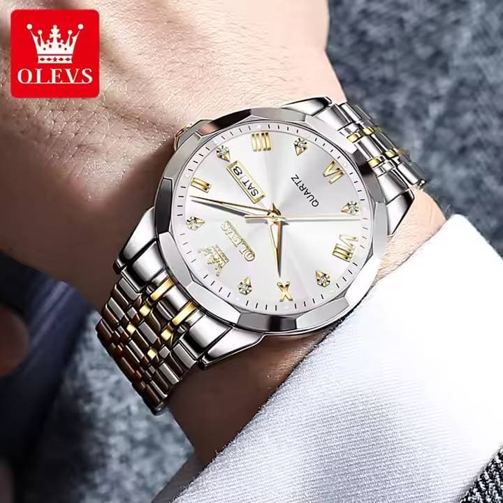 OLEVS Luxury Stainless Steel Waterproof Watche(White১ বছর গ্যারান্টি) thumbnail 3