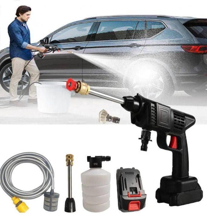 RECHARGEABLE CORDLESS HIGH PRESSURE CAR WASHER GUN (2 বছর গ্যারান্টি) thumbnail 2