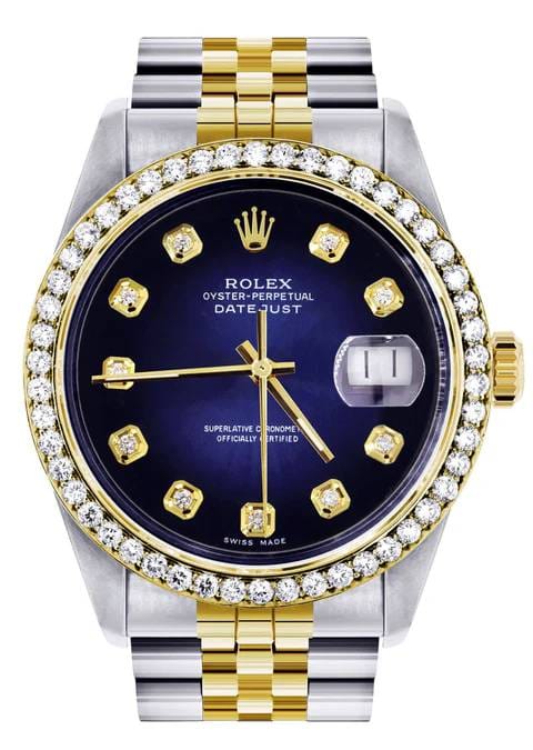 Ro-lex Diamonds Watch Blue dail(১বছর গ্যারান্টি)