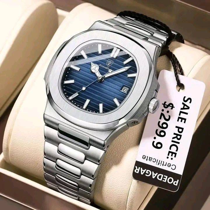 Poedagar 613 Luxury Watch (Blue colour ১বছর গ্যারান্টি)