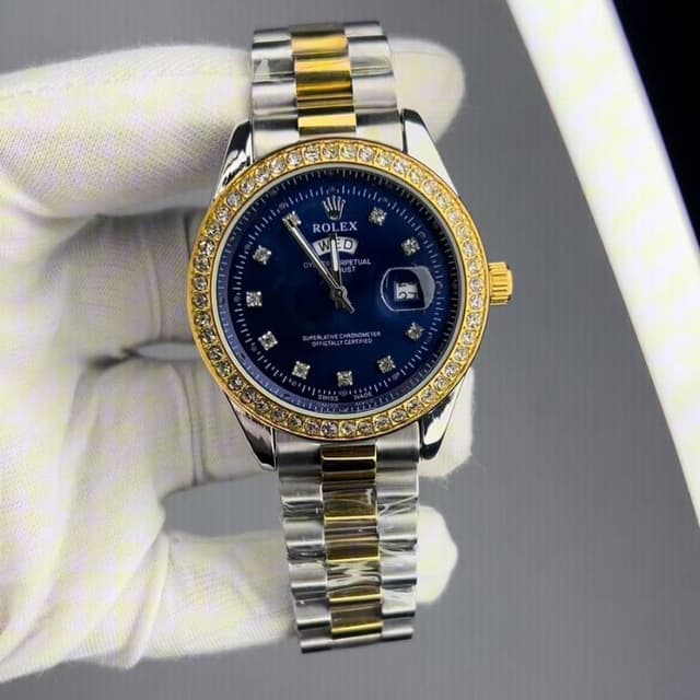 Ro-lex Diamonds Watch(Blue)